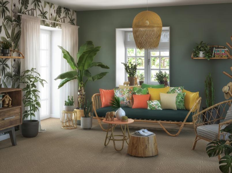 Gerflor Trend Tropical Sisal Naturel Pflanzen Wohnzimmer