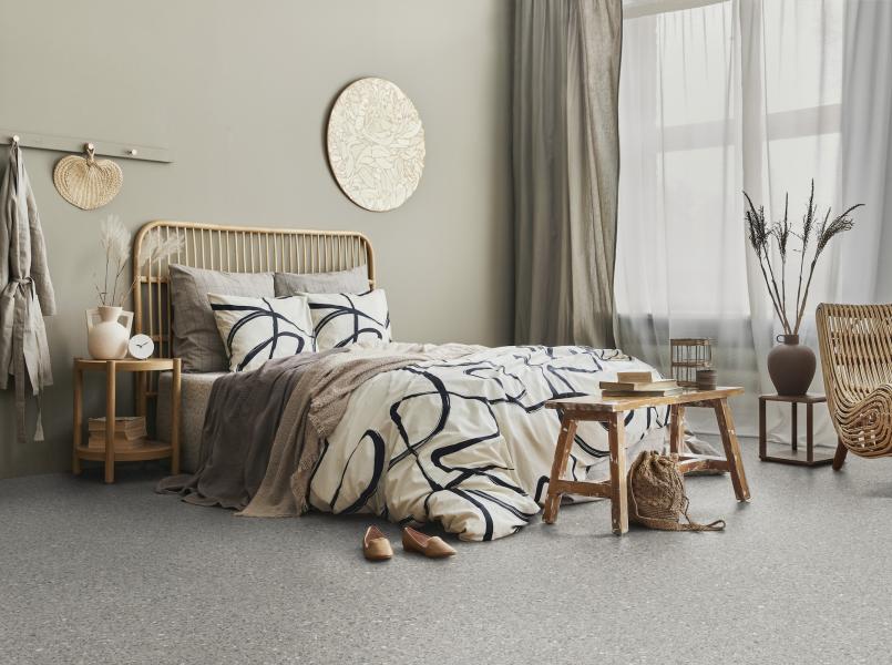 Gerflor Dekor Terrazino Mineral - Schlafzimmer in Holzoptik