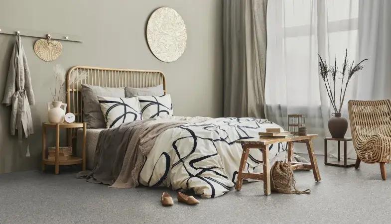 Gerflor Dekor Terrazino Mineral - Schlafzimmer in Holzoptik